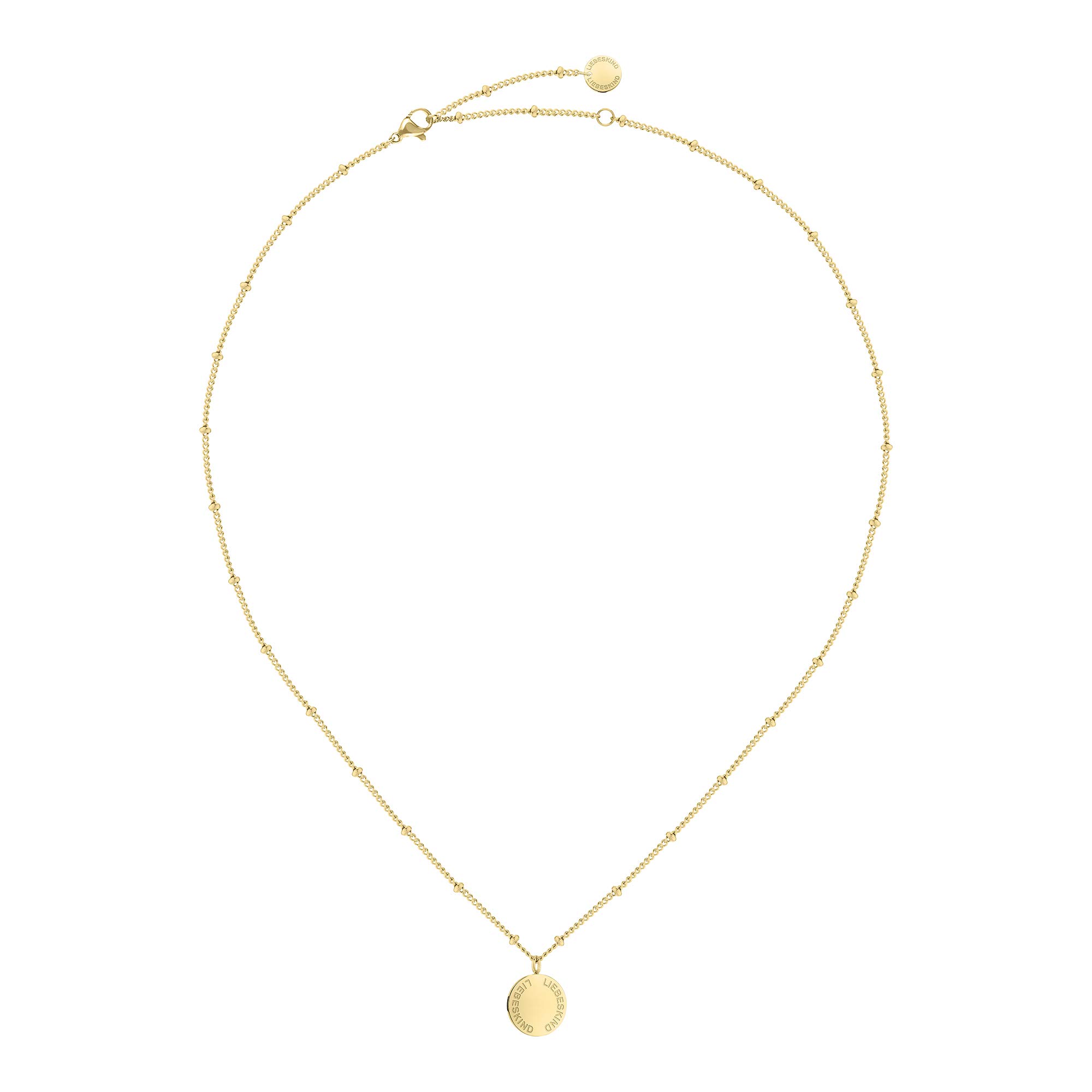 LIEBESKIND BERLIN Damen Halskette mit rundem Anhänger – Silber, Gold, Roségold, Schwarz – verstellbar – Geschenkidee