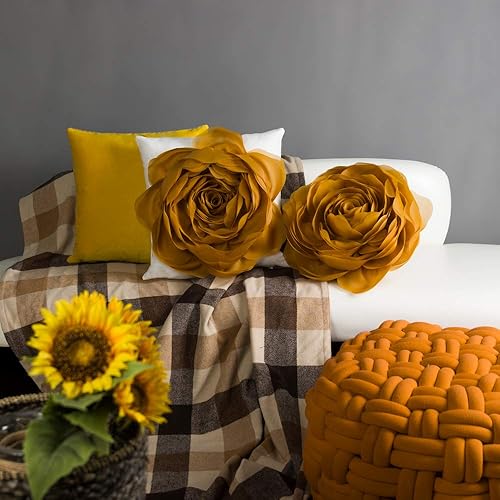 Miniatura 7 de JWH Fundas de almohada estéticas decorativas con diseño de flores, fundas de almohada redondas hechas a mano para dormitorio, cama, sofá, sala de