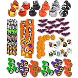 Bulk 336 Halloween Novelty Toys for Kids 24 Rubber Ducks 24 Stampers 24 Pencils 24 Sticker Sheets 96 Mini Erasers 144 Glitter Tattoos Halloween Treats Non Candy Party Favors Goody Fillers Giveaways