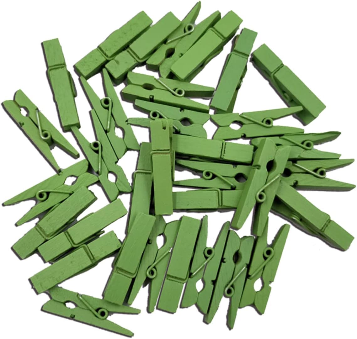 35mm Wooden Clips Sage Green Clothespins 100 Pieces Natural Wood Clamps for Decor Laundry