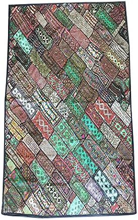 Mogul Vintage Kutch Tapestry Embroidery Bohemian Décor Wall Hanging Throw Festival Décor