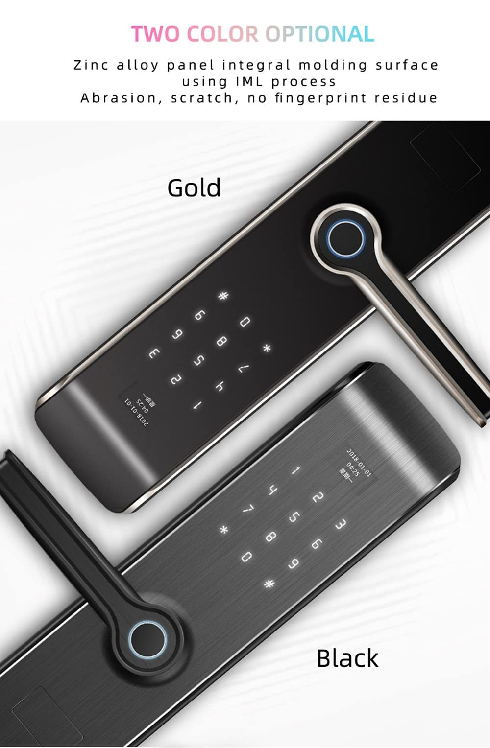 Inteligentny zamek do drzwi WiFi i Bluetooth, elektroniczny bezkluczykowy zamek drzwiowy skrzydło wpuszczane, karty RFID + aplikacja zdalna i mechaniczna klucz do zabezpieczenia zamka drzwi
