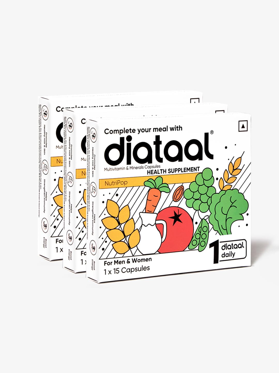 Diataal 15s X 3 Multivitamins with Biotin | 1 month Anti Hair fall pack for Women | 9 Vitamins & 11 Minerals Daily Nutrition Supplement | Vitamin A, B, C, E, Zinc | | 45 Nutripop capsules (B0D9WFVJ55) Amazon Price History, Amazon Price Tracker