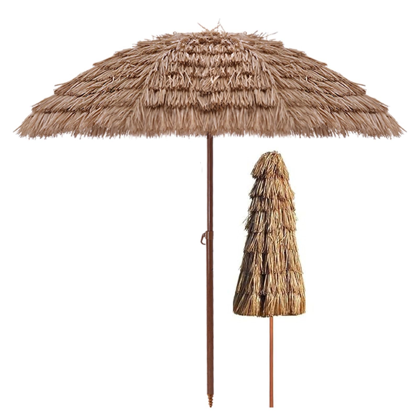 Beach parasols, Garden Parasol Hawaii, Straw Beach Umbrella, 30° Tilt(240cm)