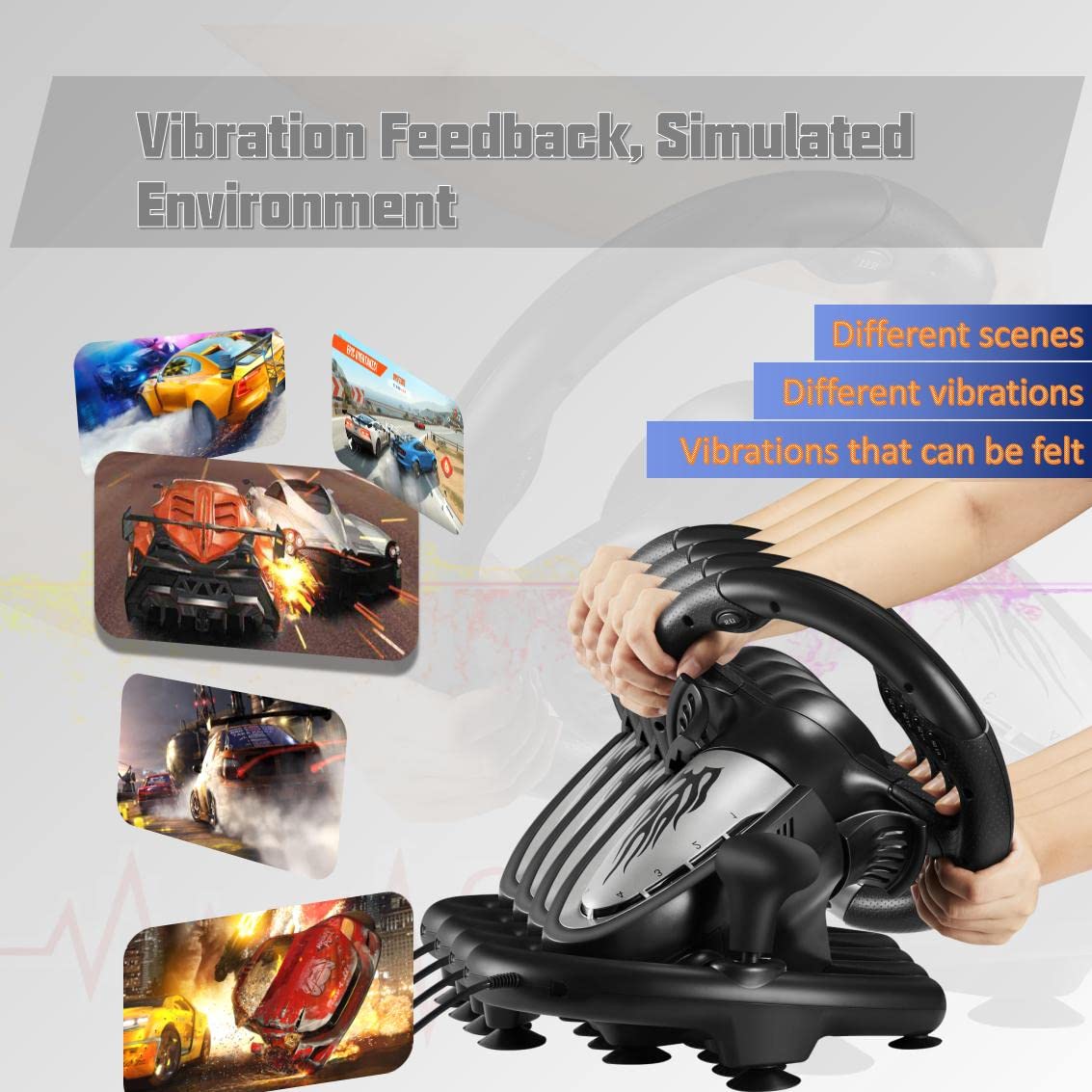 PXN V3II PC Racing Wheel, 180 Degree Universal Usb Car Sim Race Steering Wheel with Pedals and Shift Paddle Compatible with PS3, PS4, Xbox One,Xbox Series X/S,PC,Switch Black (Christmas Gift Box)