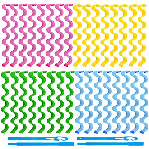 32 Pieces Magic Hair Curlers Spiral Set Wave Curl, Magic Curl Spiral Curl Styling Kit And Two Curly Styling Hooks For Most Types Of Hair (30cm/12inch)