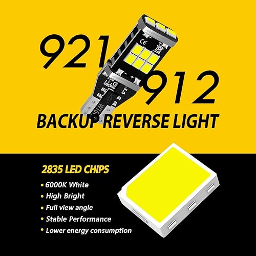 Miniatura 2 de AUXLIGHT 921 912 906 904 T15 W16W 921A sin errores de retroceso de tercer centro de freno, bombillas de parada de montaje alto, súper brillantes de