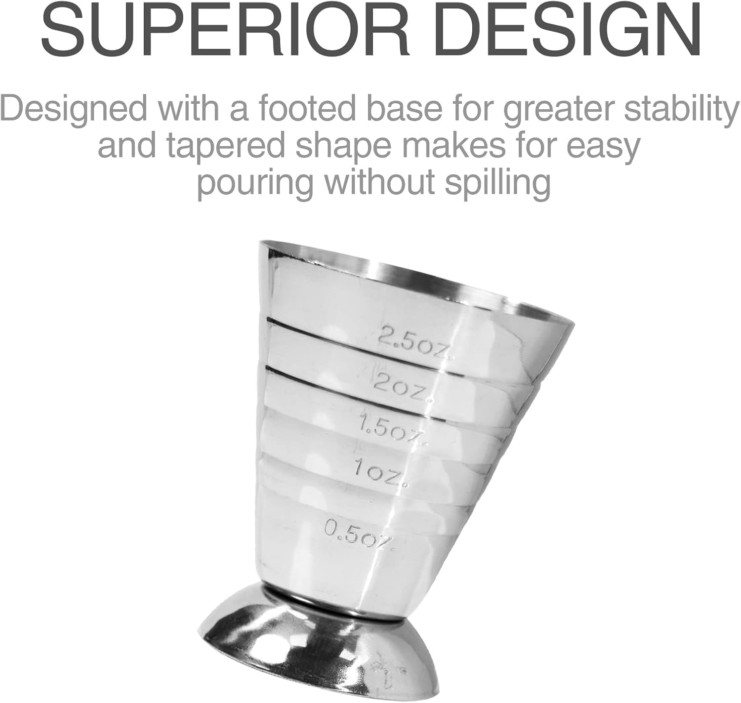 Homestia Stainless Steel Measuring Cup, 2.5 oz, 75 ml, Cocktail Jiggers, Multi-Unit Measure, Cocktail Drinking Measuring Jigger for Bartending Bar (Silver) - Image 5