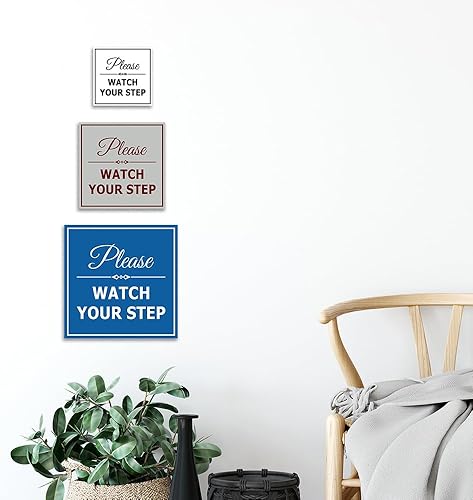 Miniatura 5 de Signs ByLITA Cuadrado Classy Please Watch Your Step Letrero de seguridad con fácil instalación (marrón oscuro)  Mediano, 1 paquete