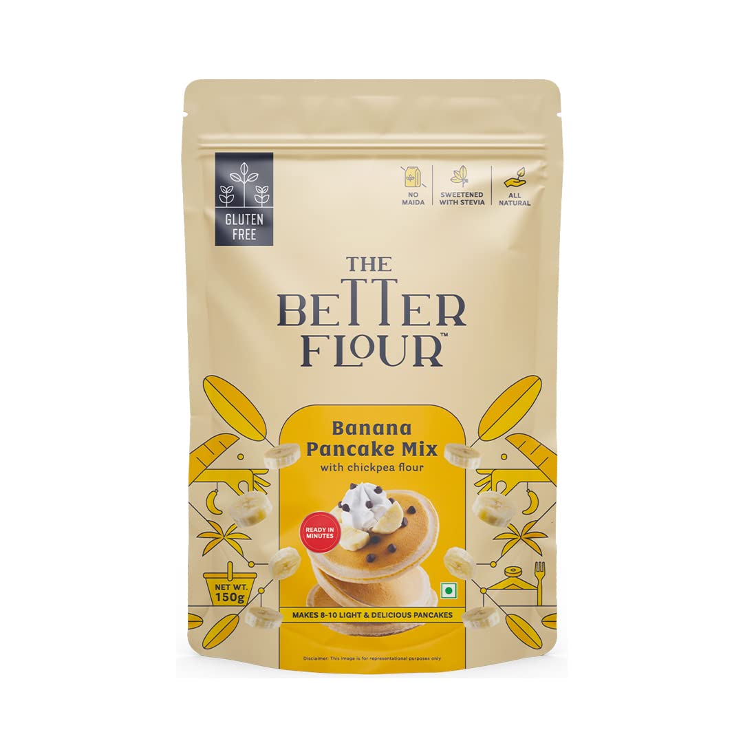 The Better Flour Zero Maida Banana Pancake Mix, Instant Breakfast Mix Made with Chickpea & Banana, Contains 100% Plant-Based Protein | Gluten-Free | Healthy Breakfast for Kids & Adults (B0BJPPQ8TW) Amazon Price History, Amazon Price Tracker