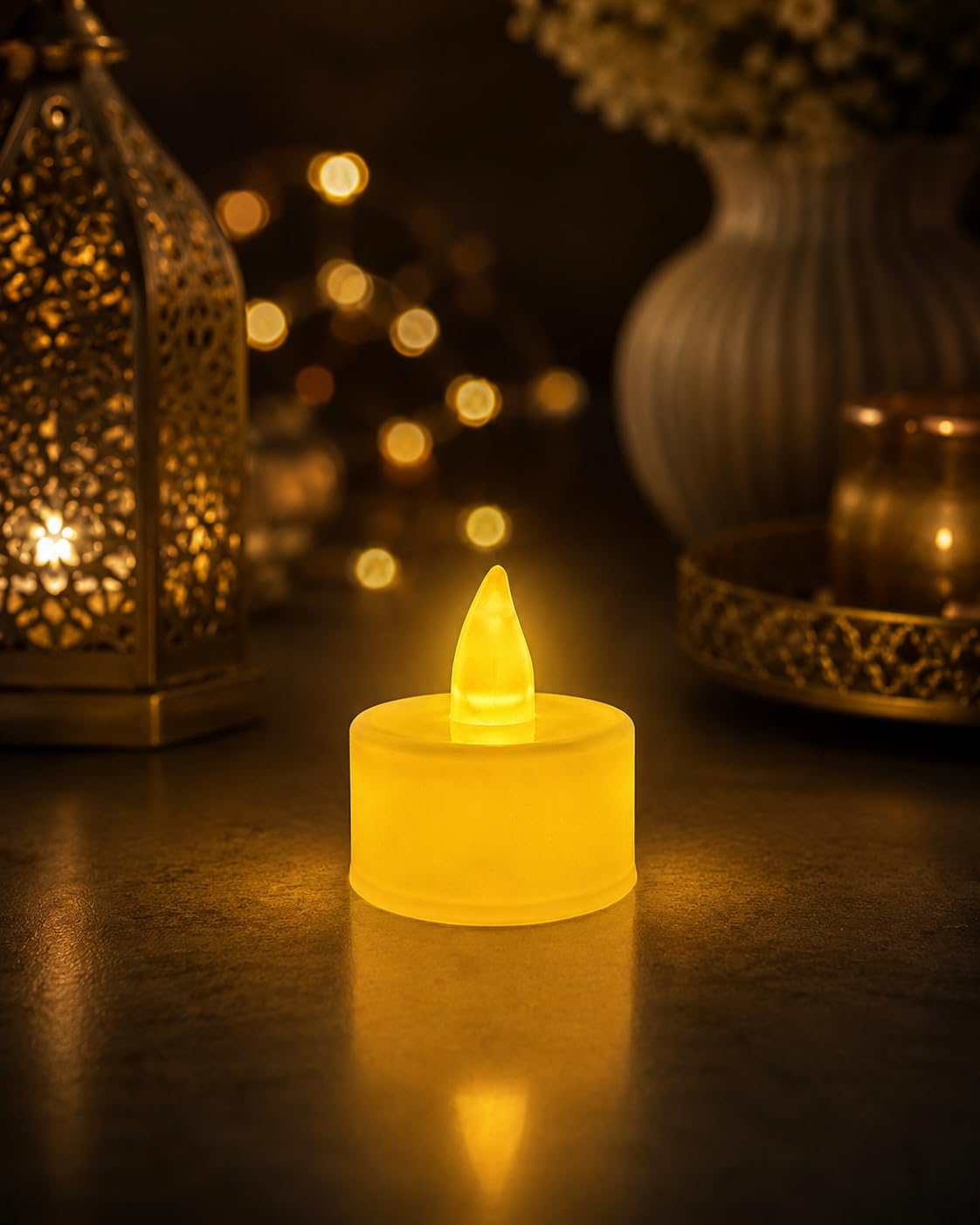 White LED Tea Light Candles, Warm White, 4x4 cm, 120 g, Pack of 12, Flameless for Indoor Diwali, Wedding, Temple and Festive Decor-image-45