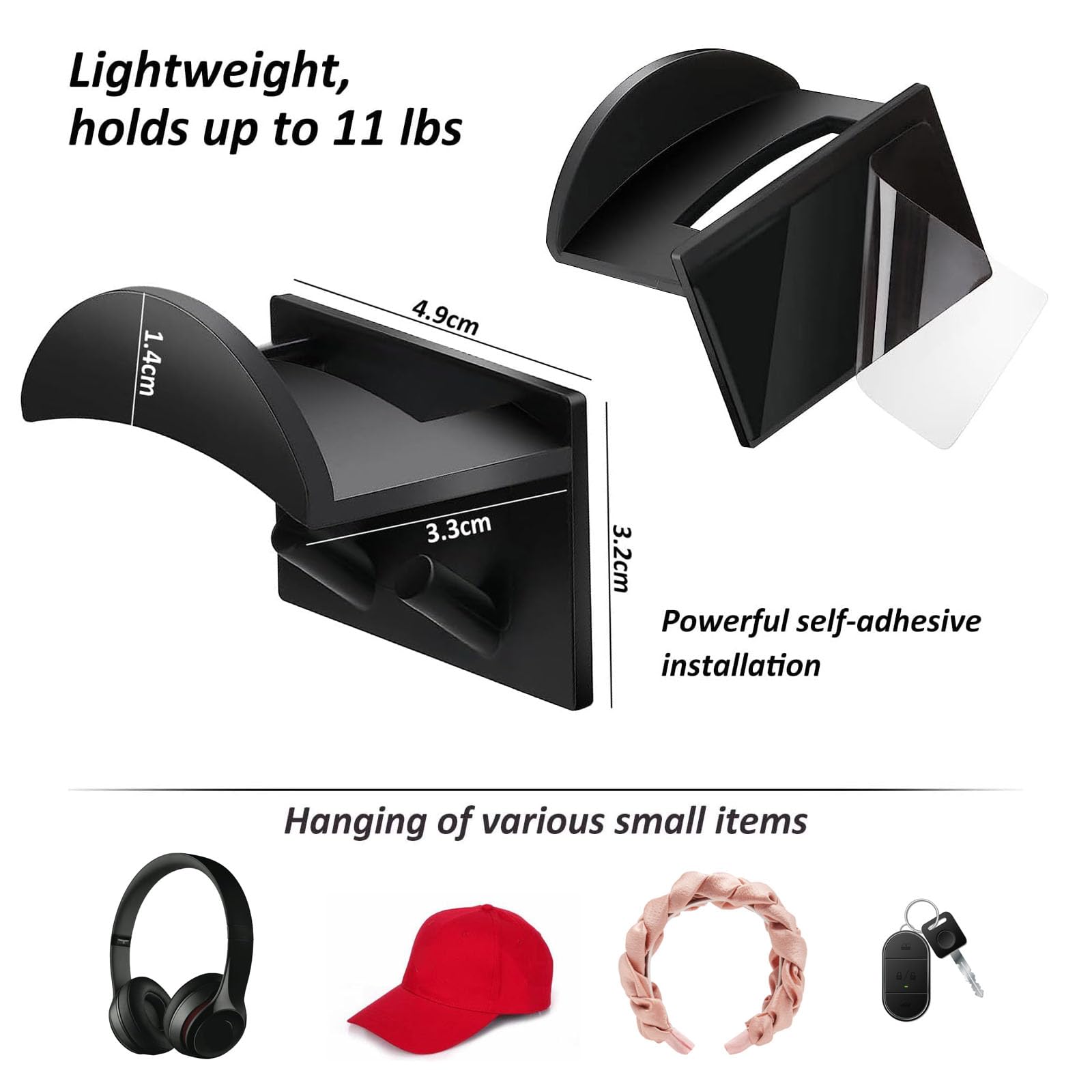 SEWSAW 10 Ganci Porta Cappelli Autoadesivi (con Viti) - Organizer Da Parete Per Berretti, Cuffie E Asciugamani - Bianco