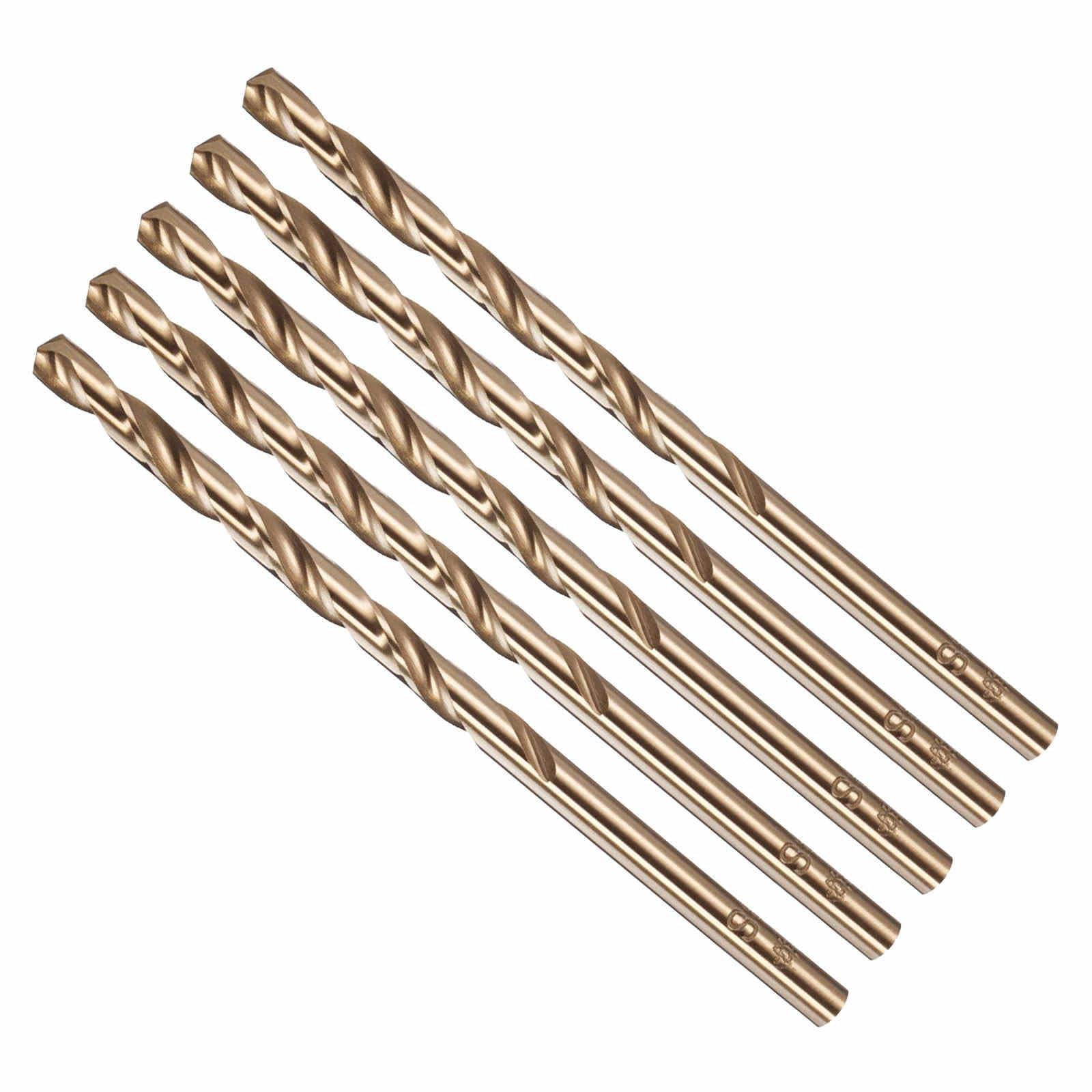 CoCud 3.9mm Drill Bit, #23 Cutting Diameter, 4341 HSS Number Jobber Bits Gold Finish 135° Cutting Angle - (Applications: for Drilling Soft Metal Plastic Wood), 5-Pieces