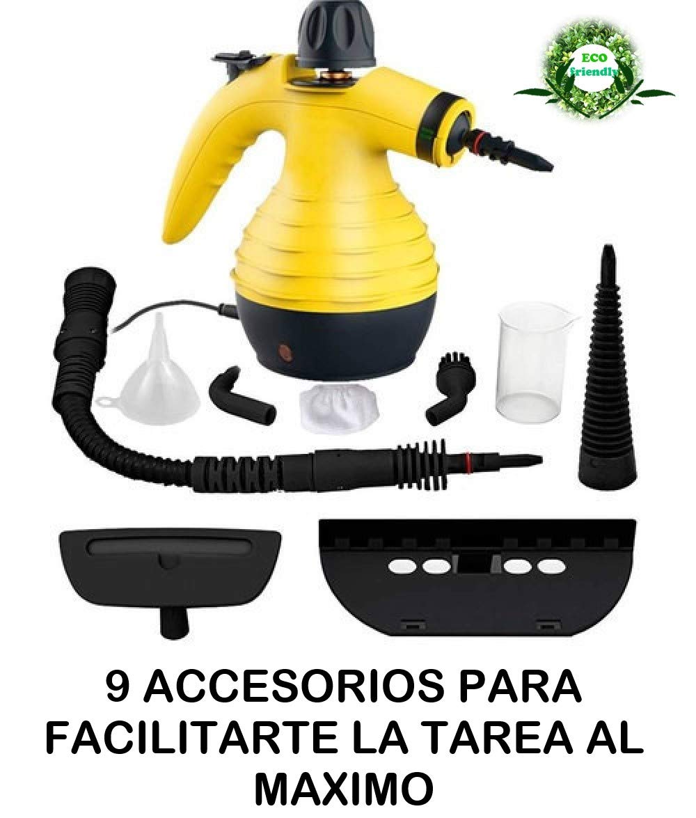 Vaporeta de Limpieza de Mano Portátil Potente y Multiusos, Quita Manchas en Tapicería de Coche, Hogar, Cocinas, Alfombras, Cristales, Sofá | Vaporizador y Limpiador a Vapor Antimanchas y facil de usar