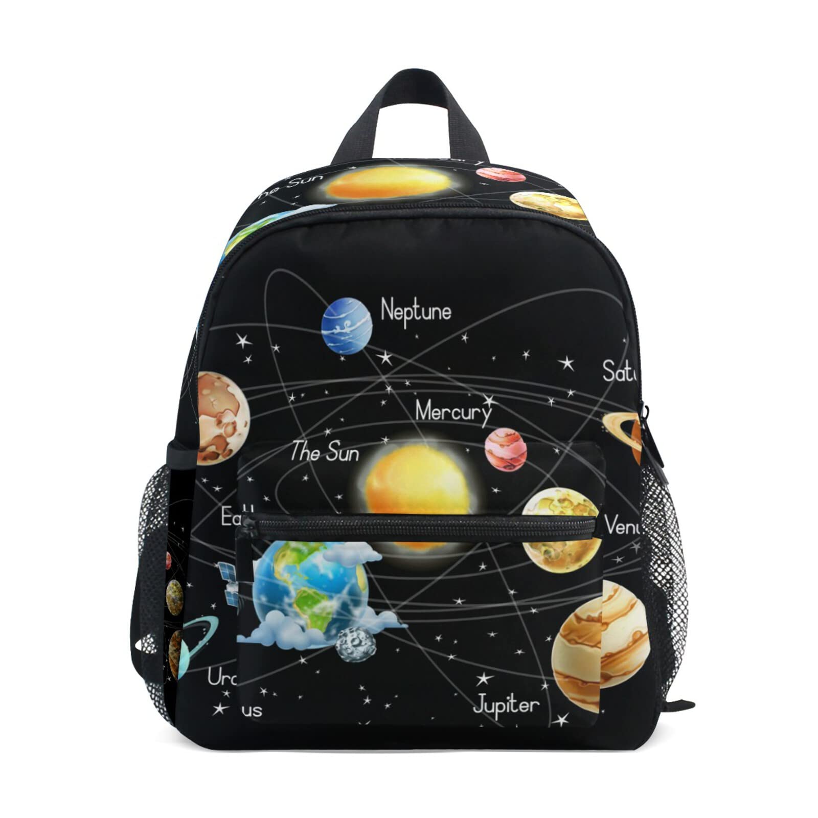 AUUXVA Solar System Planet Space Kid's Backpack Toddler Bags with Chest Clip Schoolbag for Girl Boy Preschool Kindergarten Student Bookbag Children Bag Travel Daypack