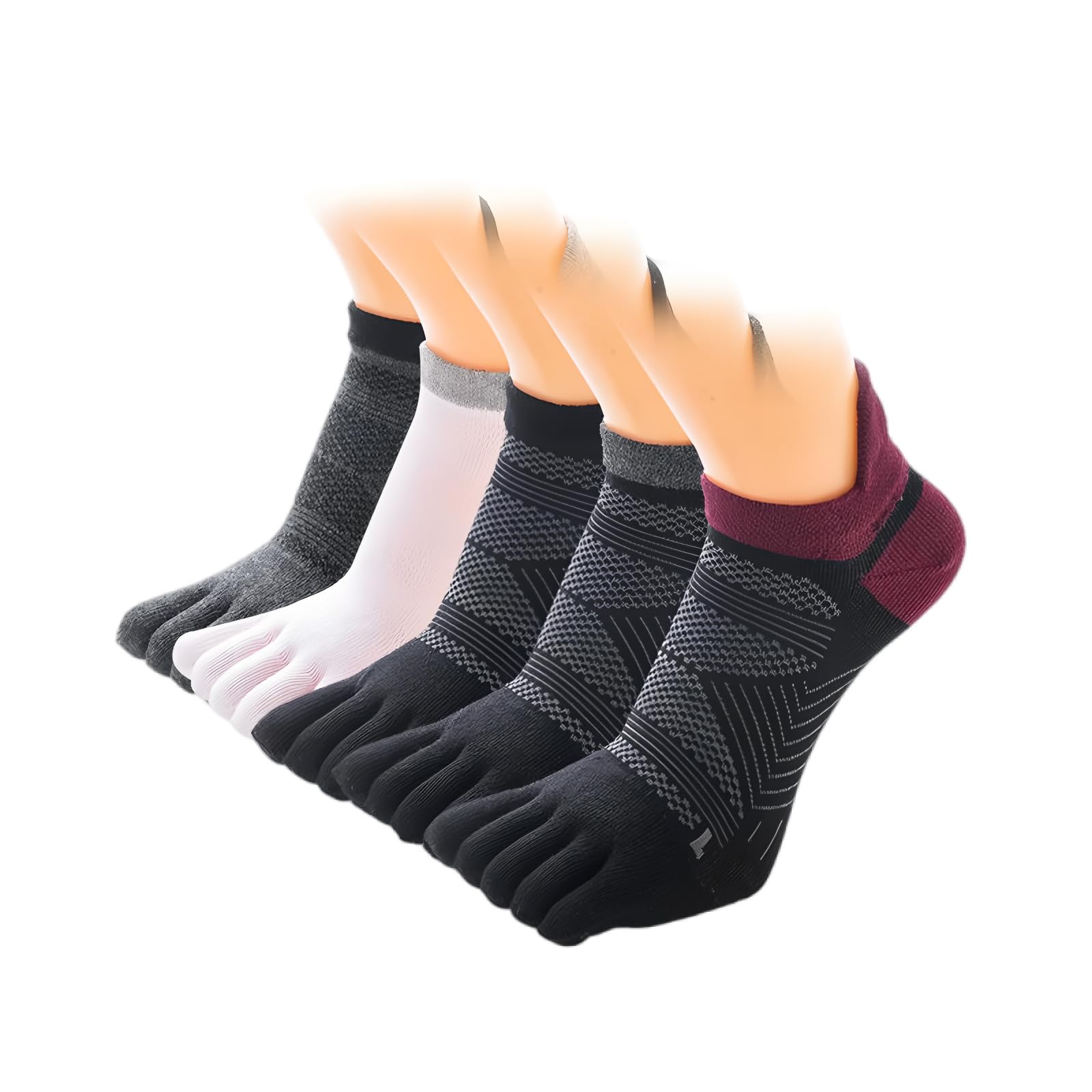 FULLANT Toe Socks for Men Cotton Five Finger Running Socks Low Cut Athletic Socks, 5 Pairs