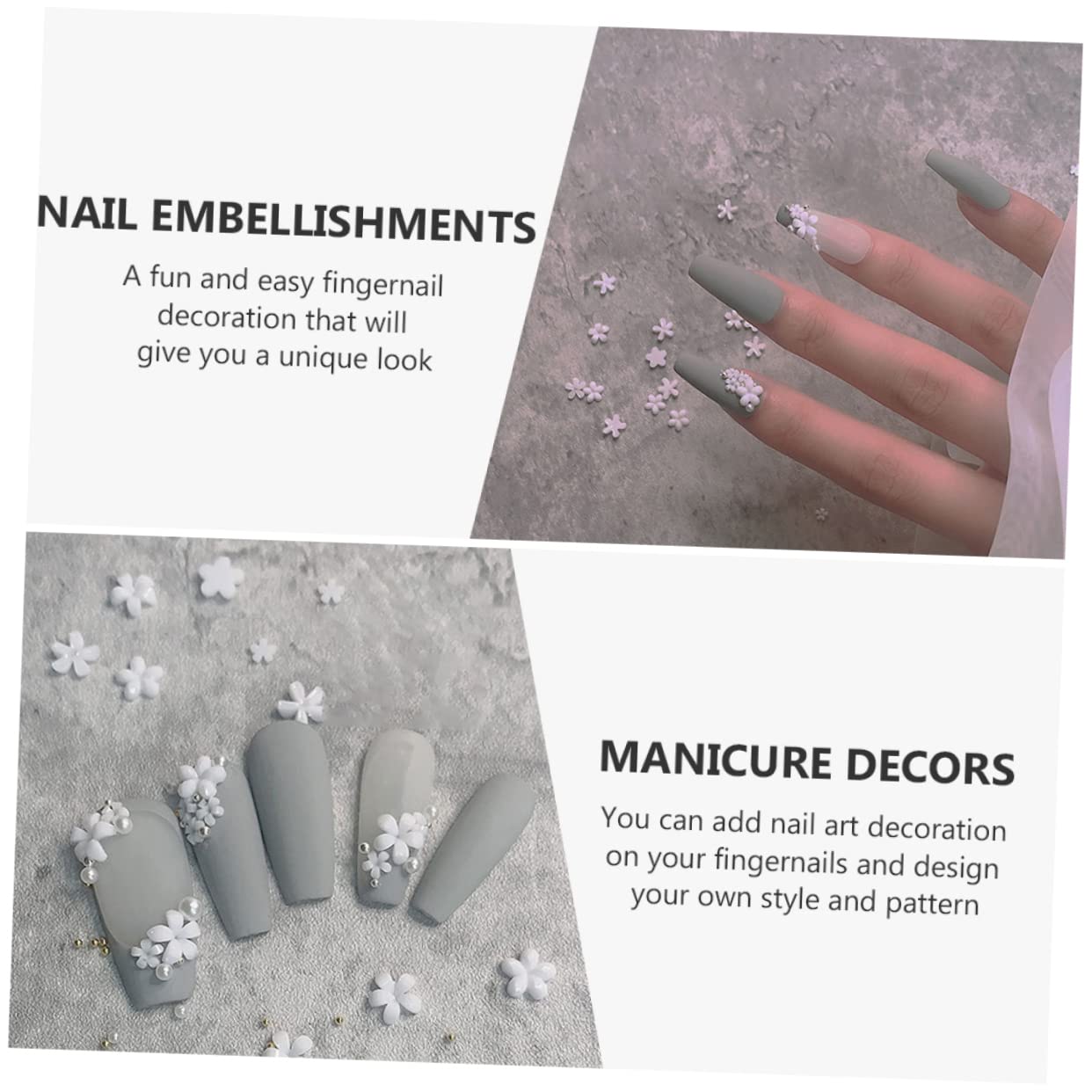 3 Pezzi Unghie con Fiori Accessori per Nail Art Fatti Mano Decorazioni per Manicure Uniche