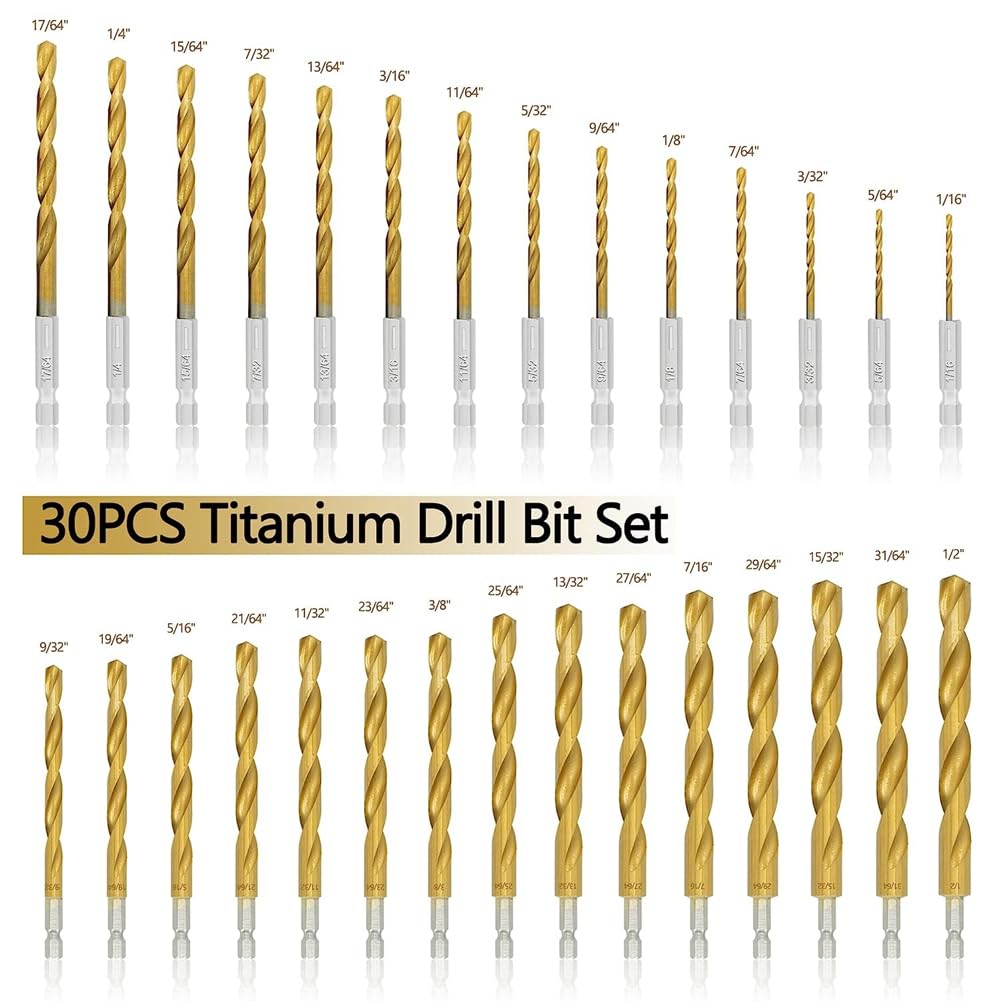30 brocas hexagonales HSS con almacenamiento para acero, cobre, aluminio, aleación de zinc