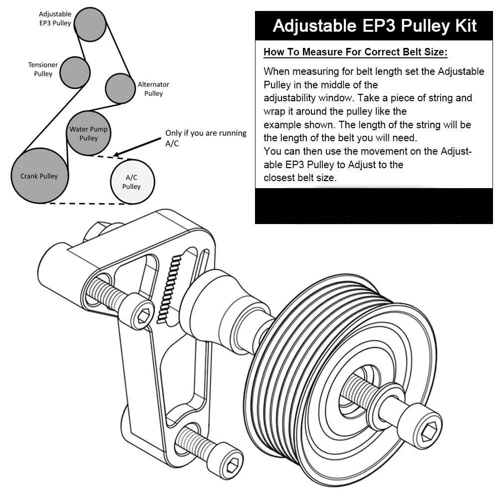 Tensor De Correa Kit De Polea Tensora De Aluminio Estilo EP3 Ajustable Para Serie K Para Civic Para Integra K24 Para Intercambio Con Cinturón Polea Tensora