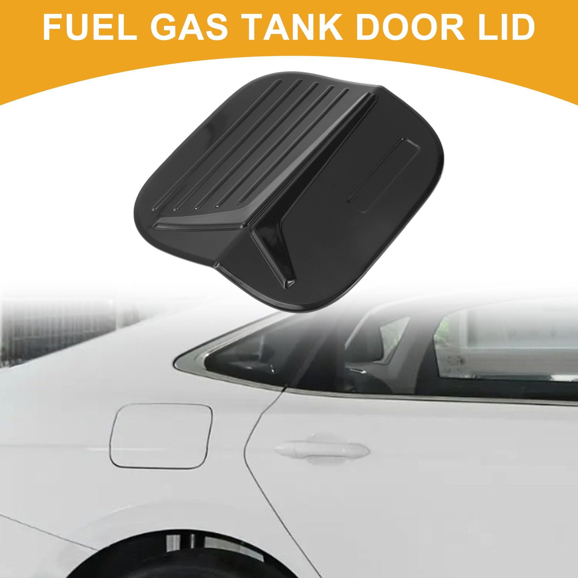 Partuto Fuel Tank Door Cap for Honda Civic 2022-2025 Fuel Filler Flap Cover Adhesive Type Black ABS Fuel Filler Door Gas Cap