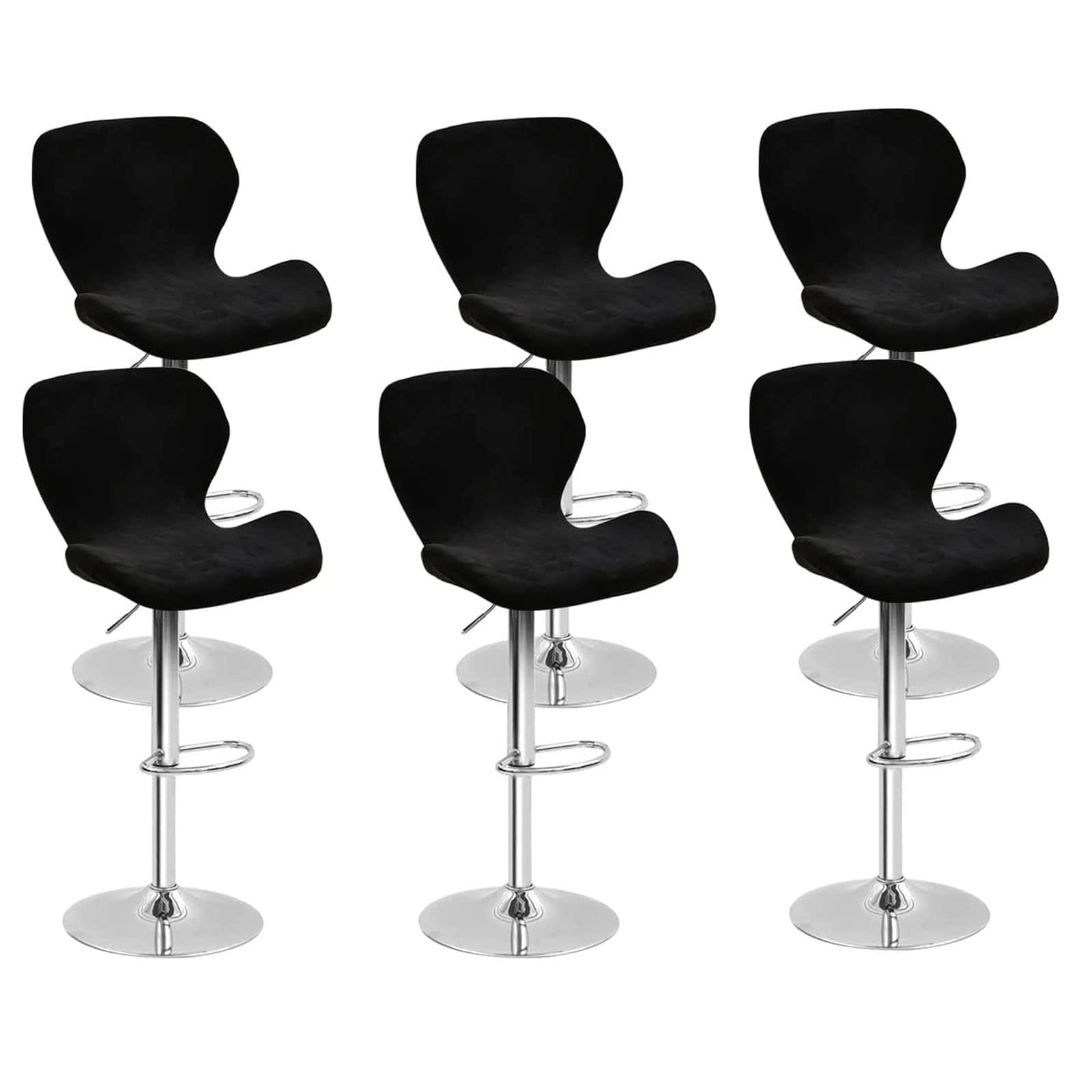 Leomix Velvet Bar Stool Cover Curved Swivel Set, Stretch Counter Height Bar Stools Cover, for Short Back Dinning Room Bar Chair,K,6pack