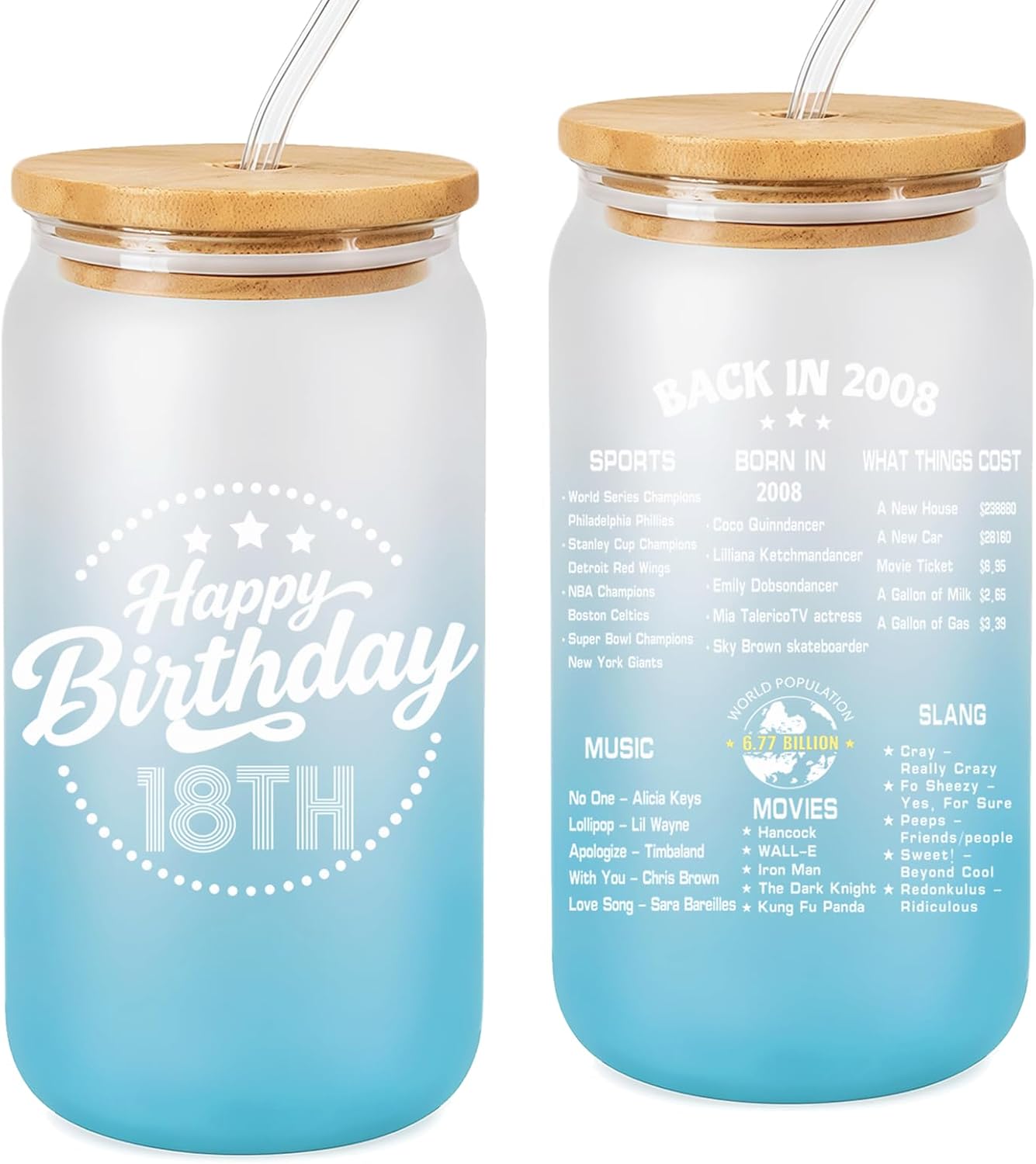 18th Birthday Gifts for Girls, Happy 18th Birthday Glass Cup