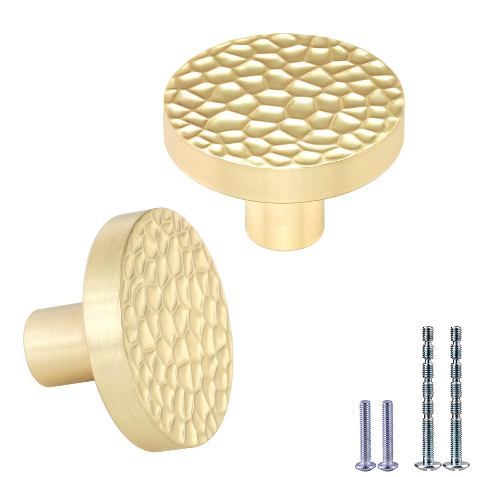 IAFVKAI 2X Cabinet Knobs Zinc Alloy Gold Drawer Knob Brushed Brass Round Cabinet Kitchen Handle Gold Door Dresser Knob for Kitchen Cupboard Door