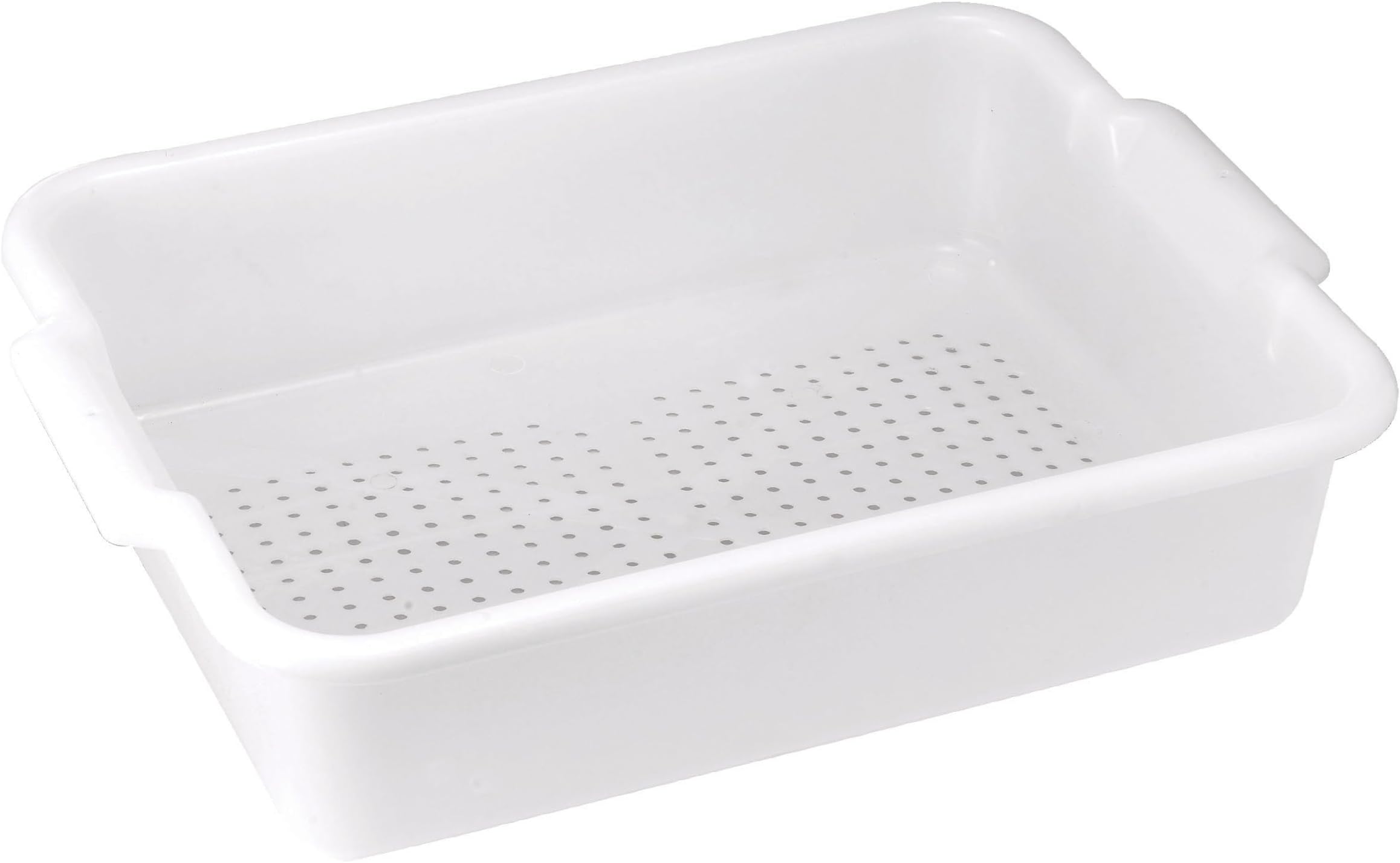Winco Perforated Bus Box Dish Tub for Restaurants, White