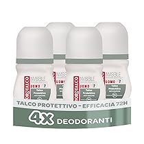 Borotalco, Deodorante Uomo Roll-On Invisibile, con Talco Protettivo, Anti-Macchie, Senza Alcool, Profumo Muschiato, 72h efficacia – 4 Pezzi da 50 ml – Esclusiva Amazon