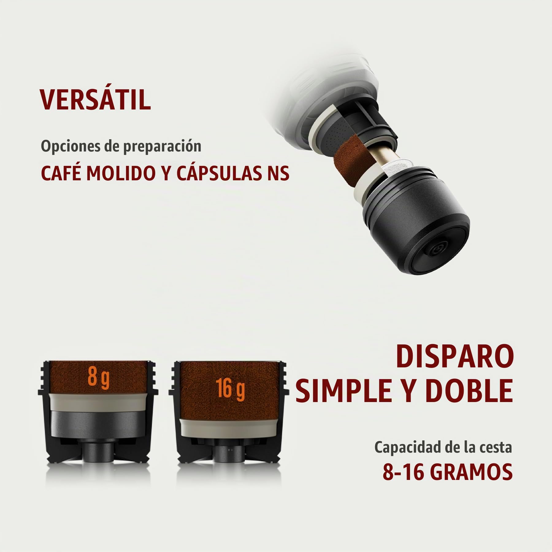WACACO Cafetera eléctrica y portátil, con 4 tipos de café y calentamiento rápido, batería de 3 x 3000 mAh, cafetera espresso portátil de 20 bar para café molido y cápsula NS (rojo tuscan)