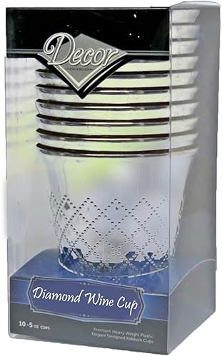 Nicole Fantini Vaso Kiddush de vino de diamante, copa para niños, plata, 5 onzas 5 juegospaquete para Pascua y todas las fiestas judías