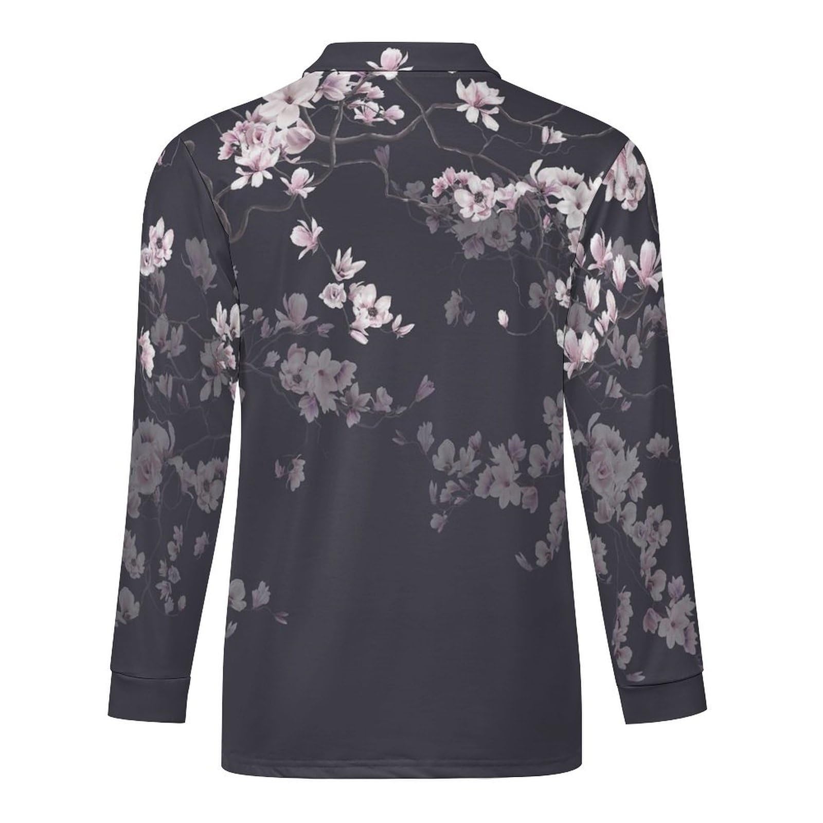 Amazon.co.jp: ポロシャツ メンズ 長袖 和風 和柄 花 桜 Poloシャツ T