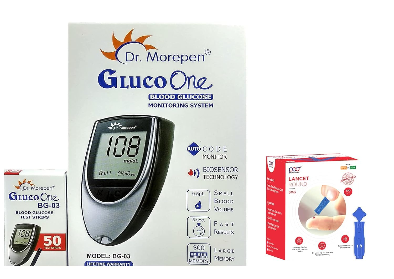 Dr. Morepen Glucometer Bg-03 With 50 Strips And Poct 100 Round Lancets (B09D2YZ4ZJ) Amazon Price History, Amazon Price Tracker