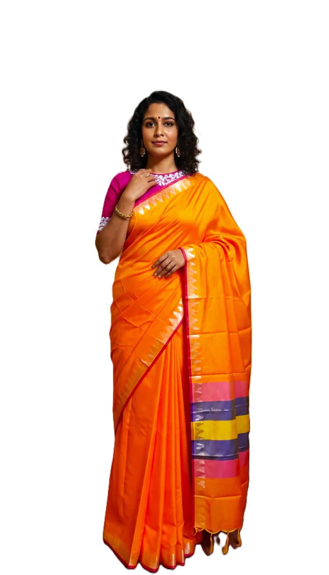 Smooth Fabric Orange Tissue Silk Traditional Saree-picture-45