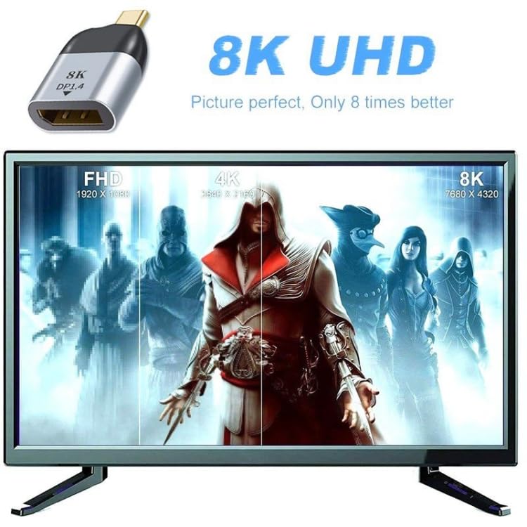 Image of WISTAR USB C to DisplayPort Adapter Connector, UHD Type C Male to DP 1.4 Female, 8K@60Hz, Compatible Mobile, Tablet, Laptop, Mac, Surface, Projector, Monitor, TV, Camera, Portable Design Convertor