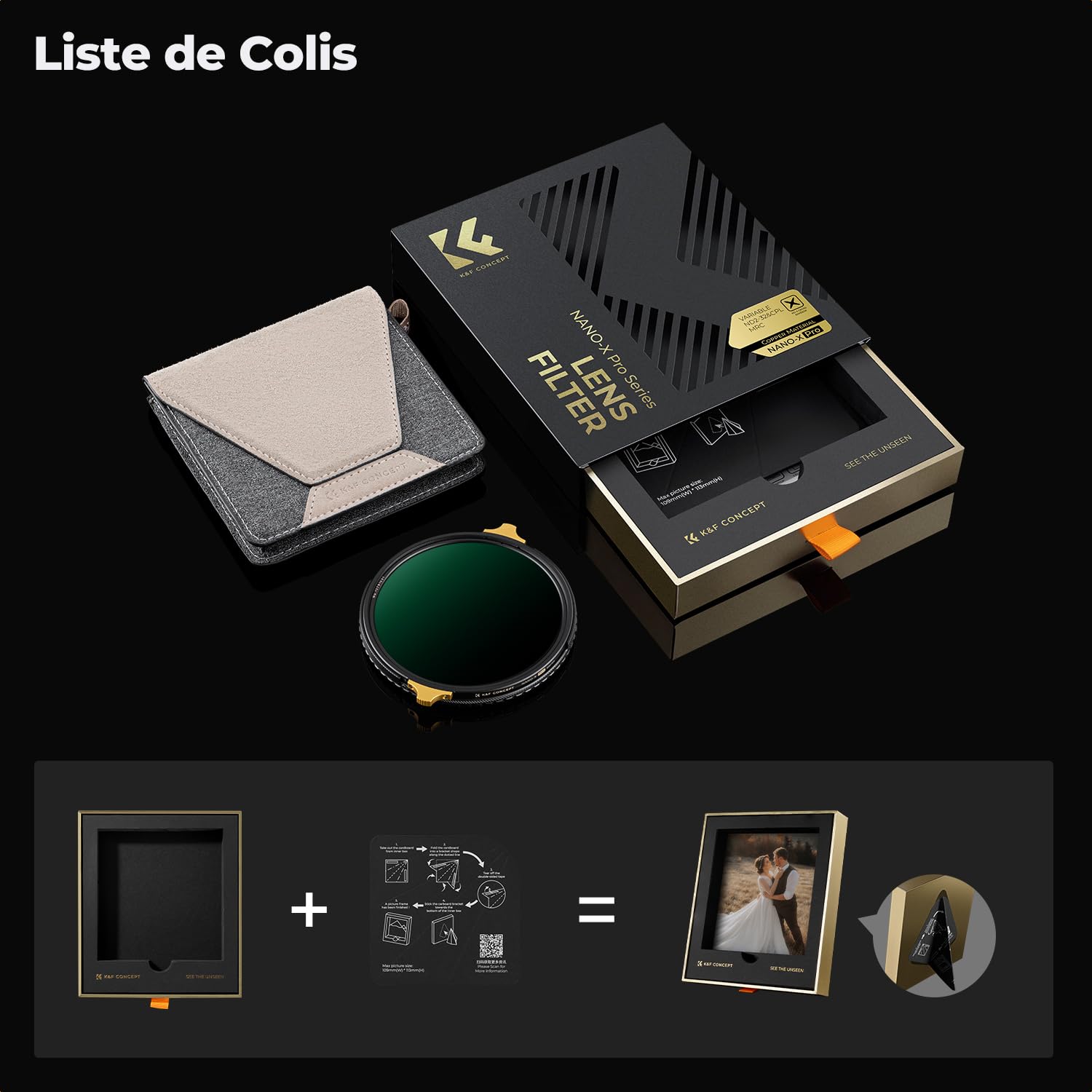 K&F CONCEPT Filtre ND2-32 et CPL 49mm Cuivre 2 en 1 Verre Optique AGC HD sans Croix Noire 1-5 f-Stops Revêtement Multicouche 36 Imperméable Anti-Rayures Anti-Reflets Nano-X Pro