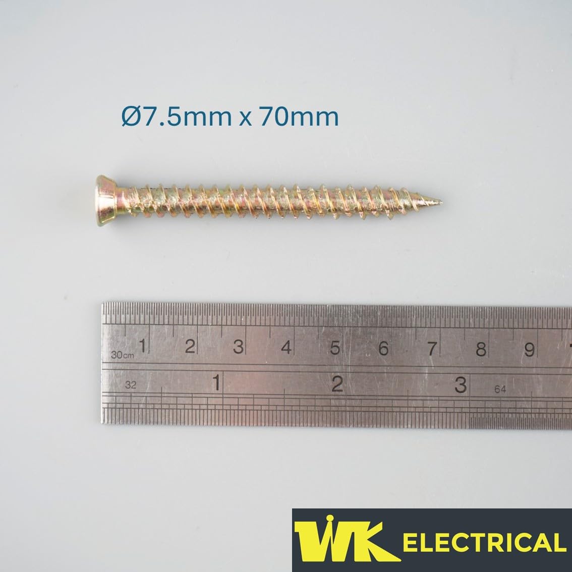 WK Electrical, Concrete Screws with Torx Bits, Zinc-Plated Countersunk Masonry Screws for Brick & Concrete - Image 2