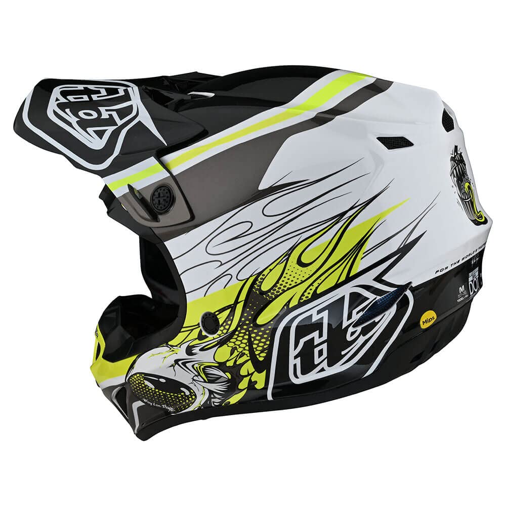 Troy Lee Designs SE4 Helmet for Motocross MX SE4 POLYACRYLITE Helmet; SKOOLY Black/Yellow MD