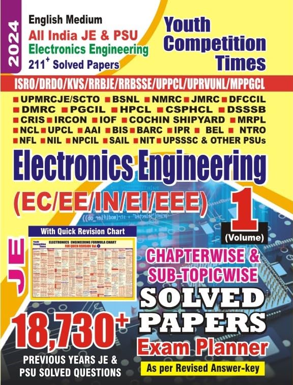 Youth Competition Times Electronics Engineering JE (EC/EE/IN/EI/EEE) | Chapterwise Solved Papers | Exam Planner | Quick Rivision Chart | Vol. 1 | English Medium