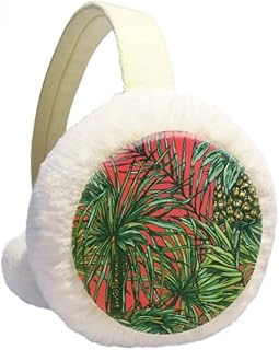 Abacaxi Planta Folhas de Céu Vermelho Inverno Aquecedor de Orelhas de Lã para Uso Externo