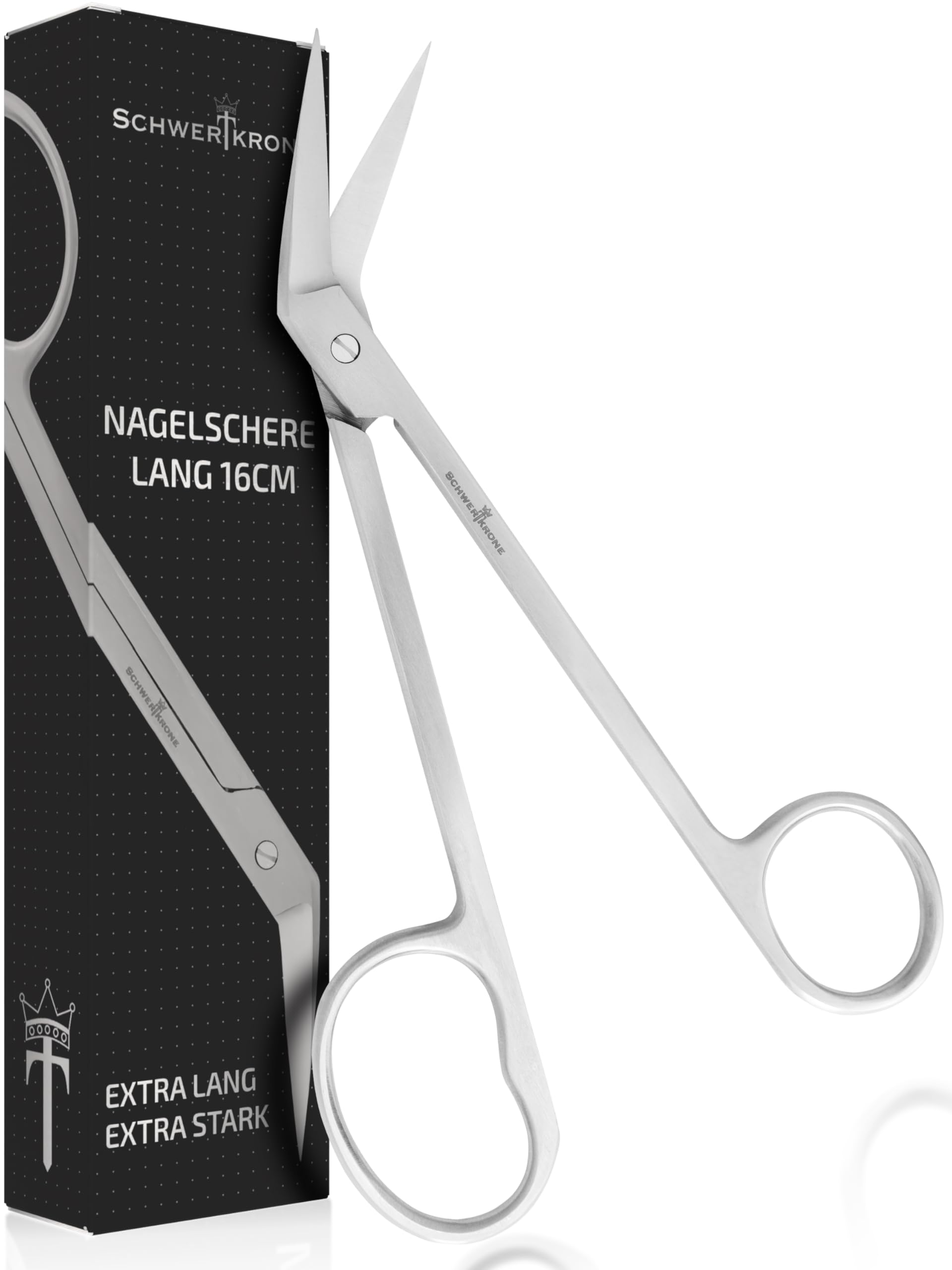 Schwertkrone Tijeras de uñas de 16 cm de largo, con mango largo para uñas de los pies, fuertes y afiladas, tijeras para uñas de pies para personas mayores