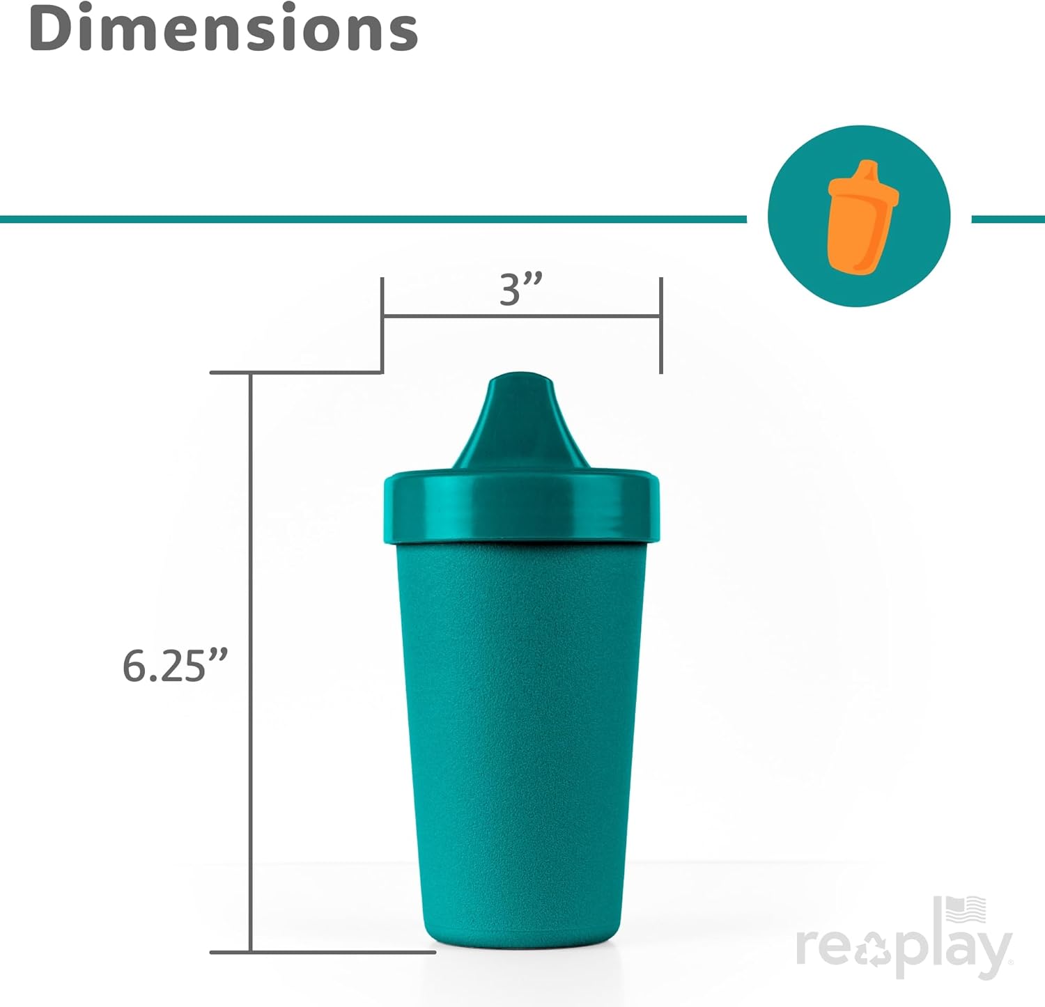 Re-Play Spill-Proof Sippy Cups for Toddlers - Kids Reusable 10 Oz Set of 4, Dishwasher & Microwave Safe, Made in USA, True Blue - Image 9