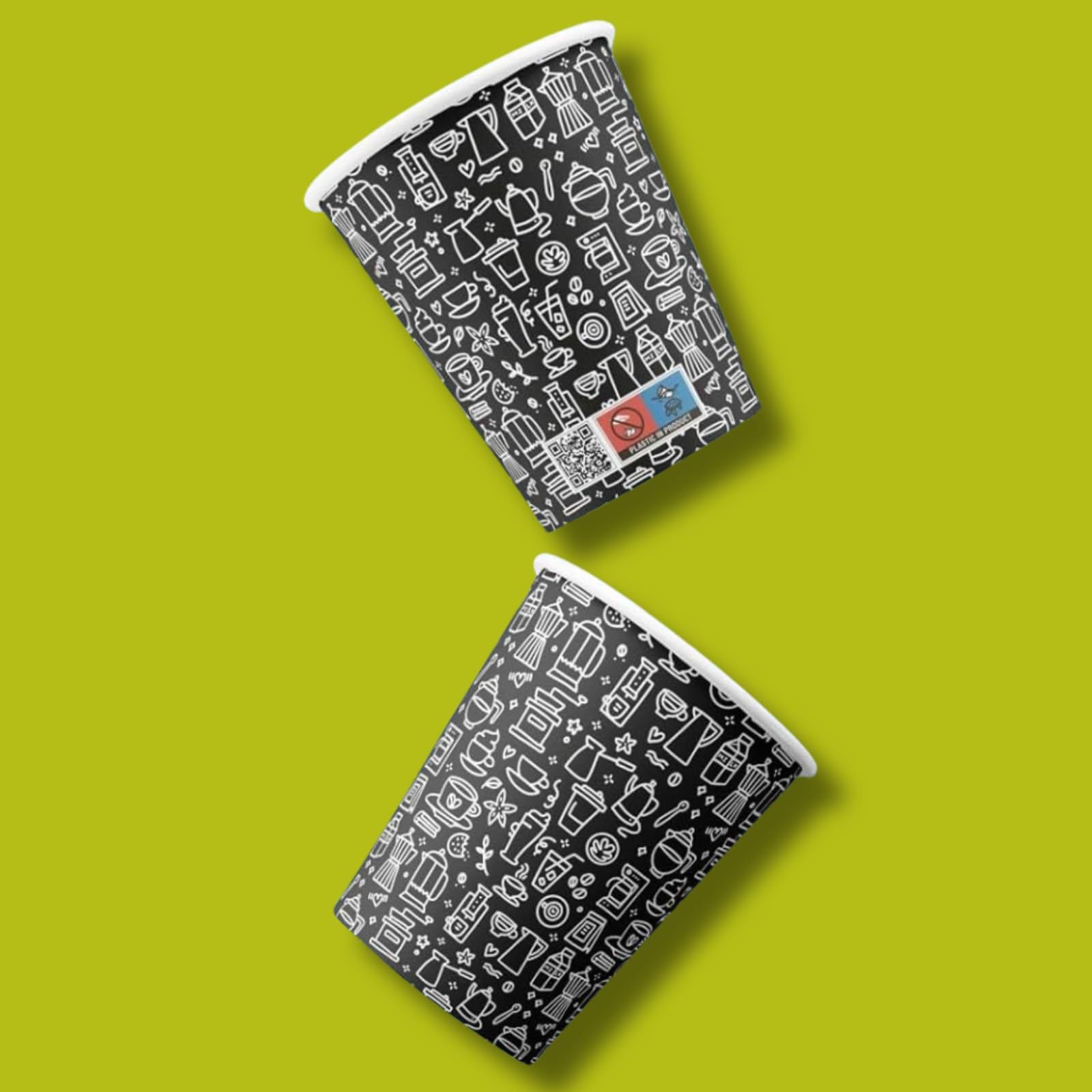 500 Bicchieri in Carta per Caffe Cappuccino Thè Nero Fantasy 100% Biodegradabili e Riciclabili in Cartoncino Rivestito in PE per Bevande Calde Monouso Usa e Getta (500, 240ml)