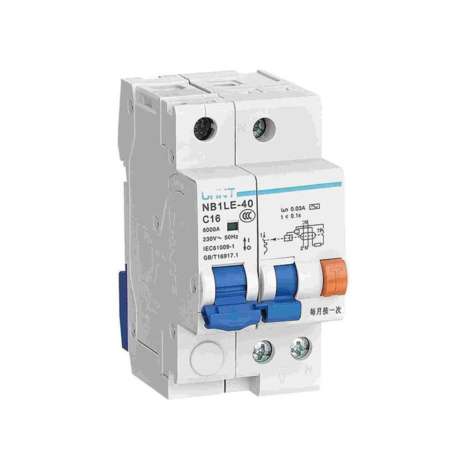 Disjoncteur à courant résiduel NB1LE-40 1P+N C40 30mA pour tableau électrique