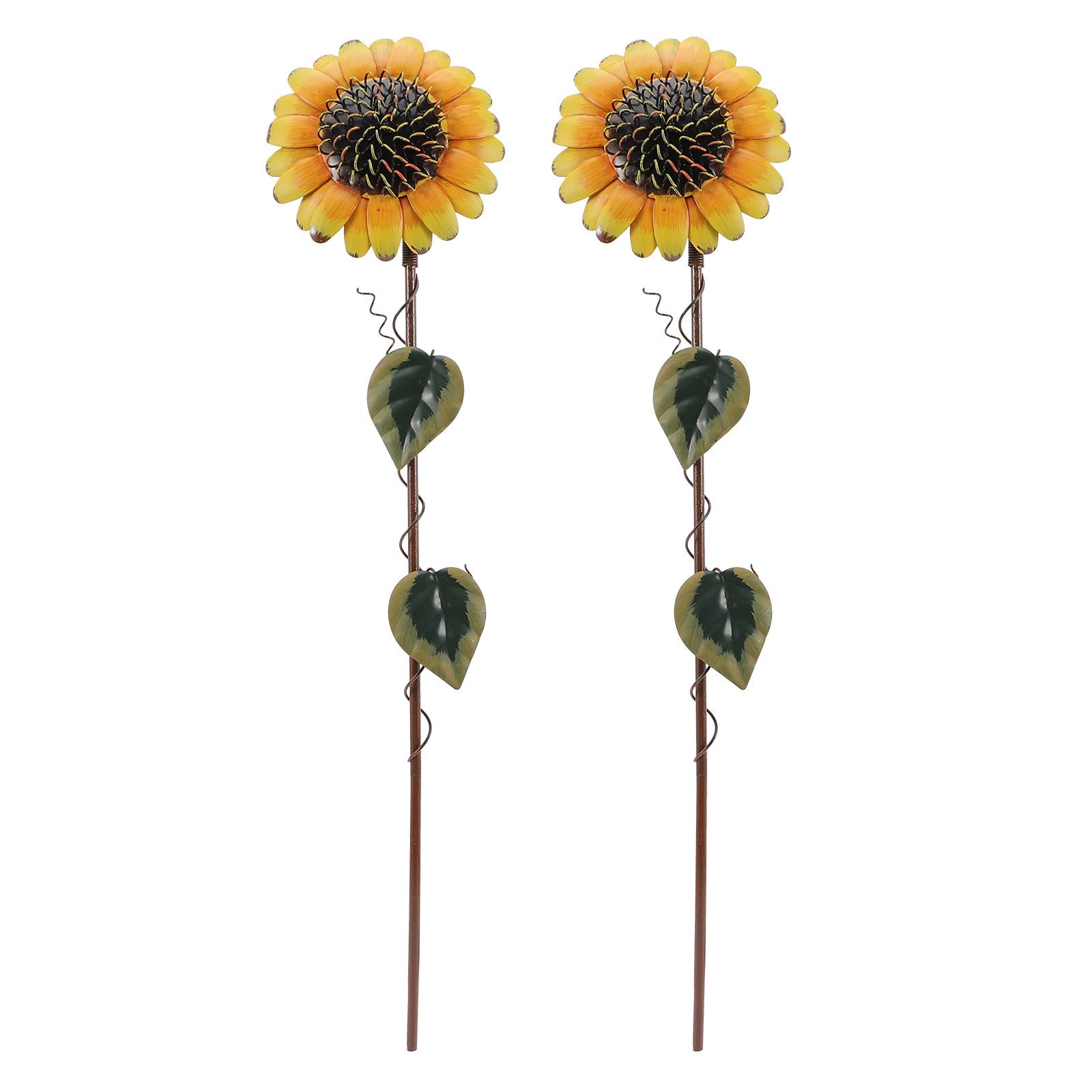 Tuteur de jardin en fer traité antirouille motif tournesol jaune durable lot de 2