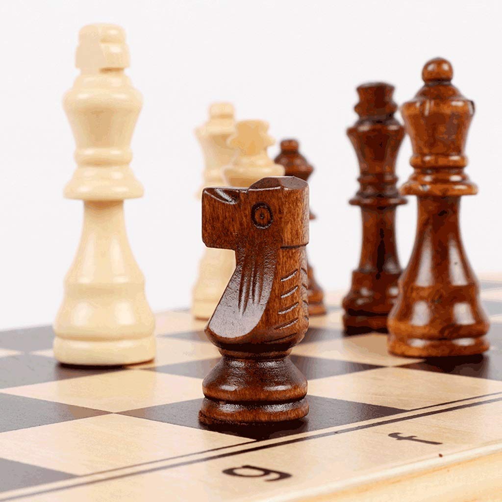 Set di Scacchiera Pieghevole, Set di Scacchi magnetici in Legno, 2 Regine Extra, con Slot per riporre i Pezzi del Gioco, Set di Scacchiera da Viaggio Portatile