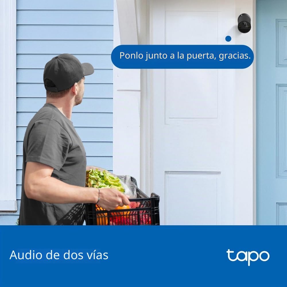 Tapo C411 - Cámara vigilancia WiFi Exterior, 2K, 180 Días de Batería, Negro | Detección de Movimiento y Personas. Visión Nocturna a Color. IP65. App Tapo.
