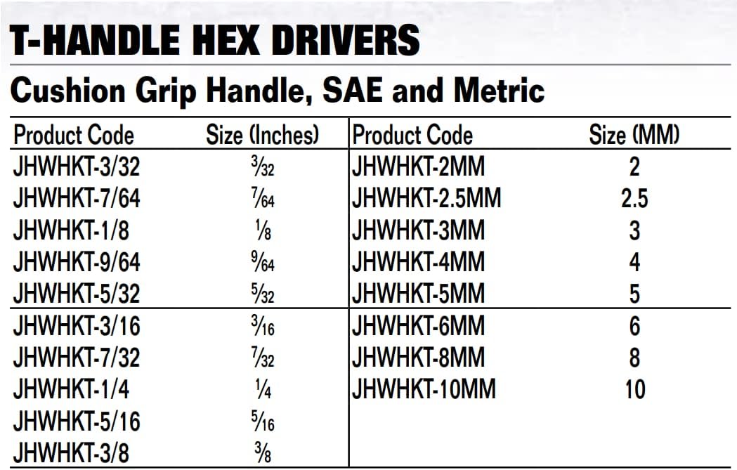 Williams JHWHKT-3MM T-Handle Hex Driver with Cushion Grip Handle - 3mm