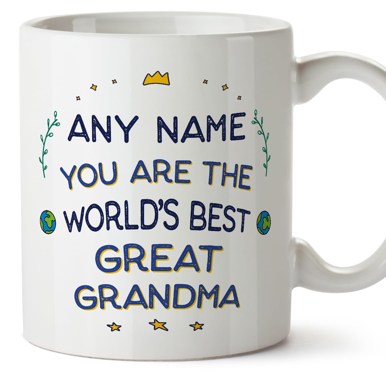 MUGFFINS Personalised Mug for Great Grandmother/Great Grandma - in English - World's Best - Funny Custom Gift - Ceramic 11oz Mug
