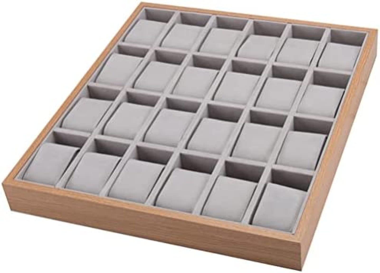 YNBSHGAA 24 Grid Watch Jewelry Display Storage Case Bracelet Organizers Display Box with Pillows No Lid Holders